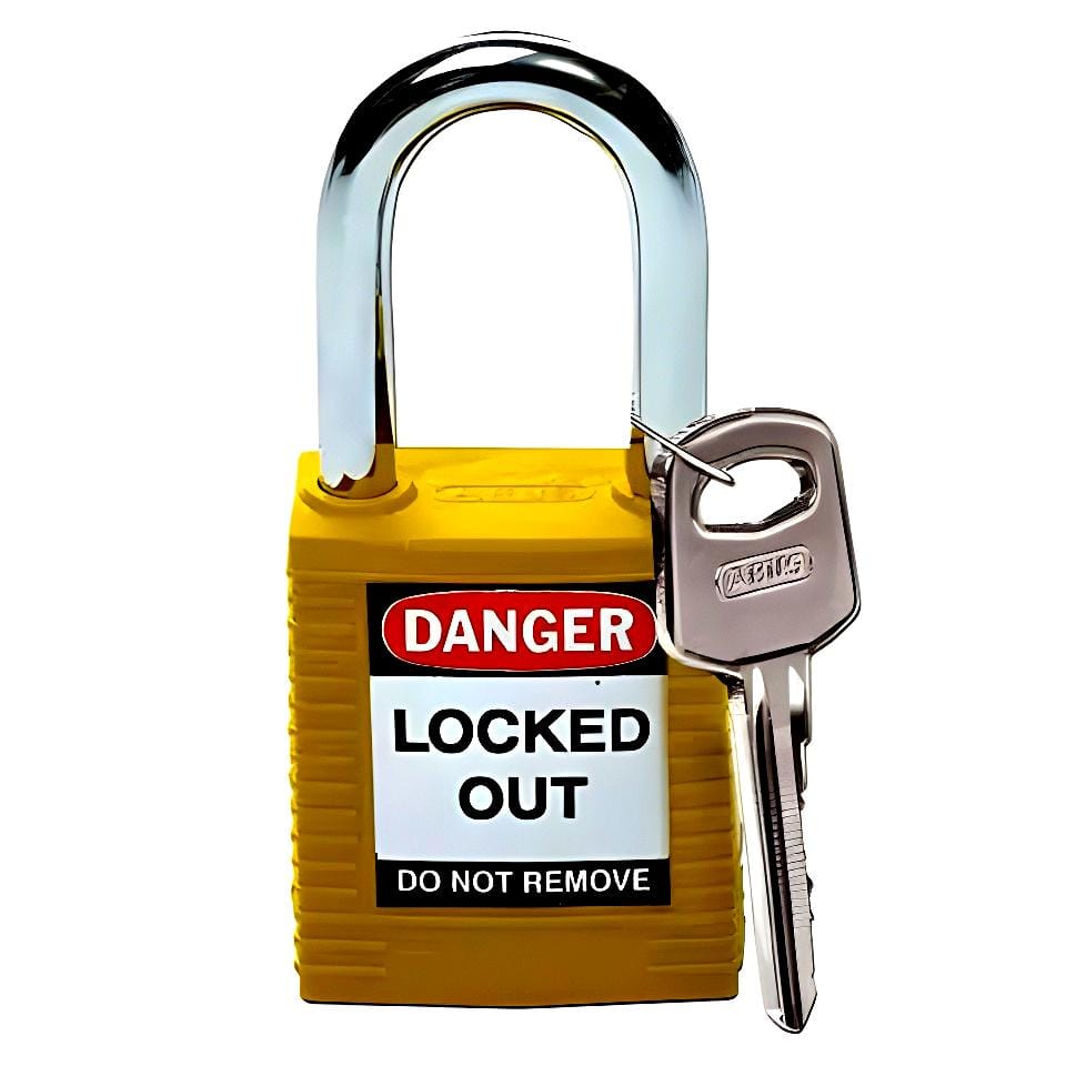 Kłódki nylonowe z 38mm stalowym oczkiem, żółte - BY 0C892/1 - obrazek 2