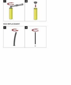 Instrukcje przedstawiające proces wymiany słupka przeciwnarażeniowego oraz jego elementu (pręta) z zastosowaniem grafik ilustrujących poszczególne kroki, co podkreśla znaczenie bezpieczeństwa pracy i ochrony środowiska.