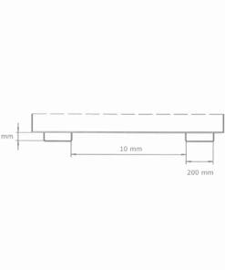 Rysunek przedstawiający płytę o wymiarach 200 mm długości, 60 mm wysokości i 10 mm grubości. Dokumentacja techniczna zawierająca szczegółowe informacje o wymiarach, istotna w kontekście bezpieczeństwa pracy oraz projektowania elementów dla ochrony środowiska.