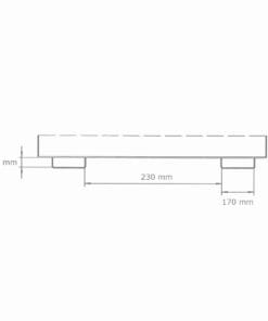Rysunek techniczny przedstawiający wymiary przedmiotu: długość 230 mm, szerokość 170 mm i wysokość 75 mm. Idealny do zastosowań w dziedzinie ochrony środowiska i ekologii.