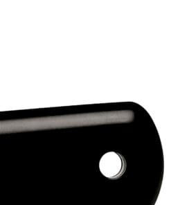 Czarne narzędzie kuchenne z wycięciem, idealne do precyzyjnego krojenia i przygotowywania potraw. Ergonomiczny uchwyt zapewnia komfort użytkowania, co zwiększa bezpieczeństwo pracy w kuchni i wspiera dbałość o środowisko podczas gotowania.