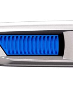 Element technologiczny z estetycznym niebieskim wykończeniem, prawdopodobnie część systemu chłodzenia lub wentylacji. Jego nowoczesny wygląd może być związany z bezpieczeństwem pracy lub ochroną środowiska.