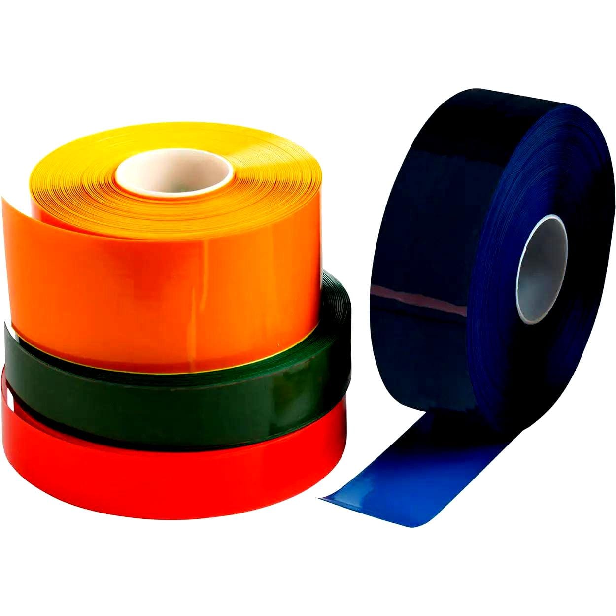 Zestaw kolorowych taśm nawiniętych na rolki, w tym pomarańczowa, zielona, czerwona i granatowa, wykorzystywanych w kontekście bezpieczeństwa pracy, oznakowania i ochrony środowiska. Idealne do zastosowań awaryjnych i ekologicznych.