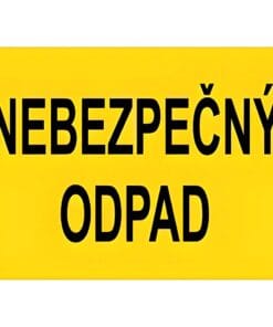 Żółty znak ostrzegawczy z napisem 