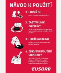 Instrukcja dotycząca użycia sorbentów do ochrony środowiska. Zawiera kroki dotyczące ochrony osobistej, zatrzymywania wycieków, sprzątania i utylizacji użytych materiałów, co jest kluczowe dla bezpieczeństwa pracy i ekologii.